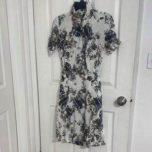 & Other Stories Black and White Floral Midi Dress